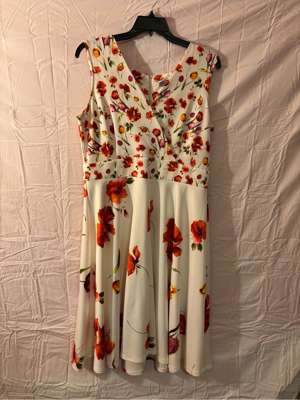 Danny and Nicole white Floral Fit-and-Flare Sleeveless Dress